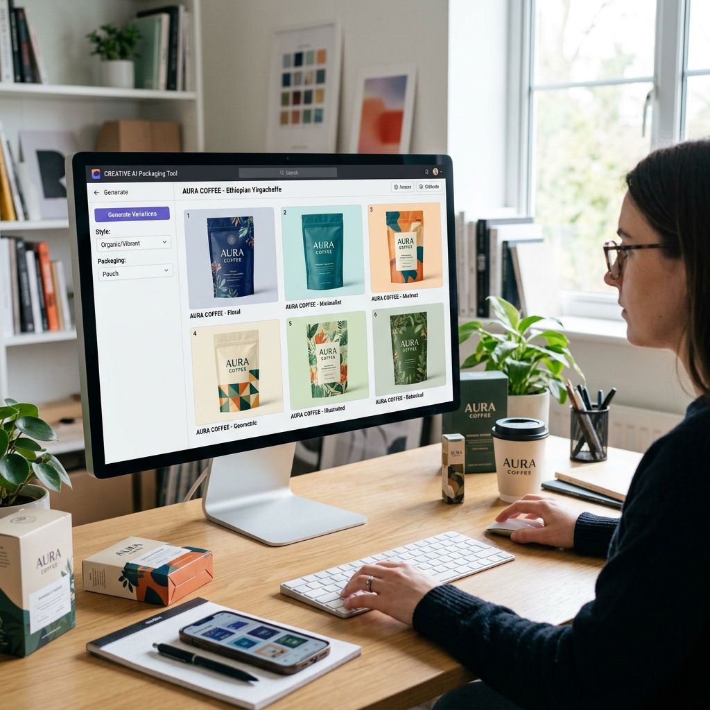 AI design tool generating multiple packaging variations