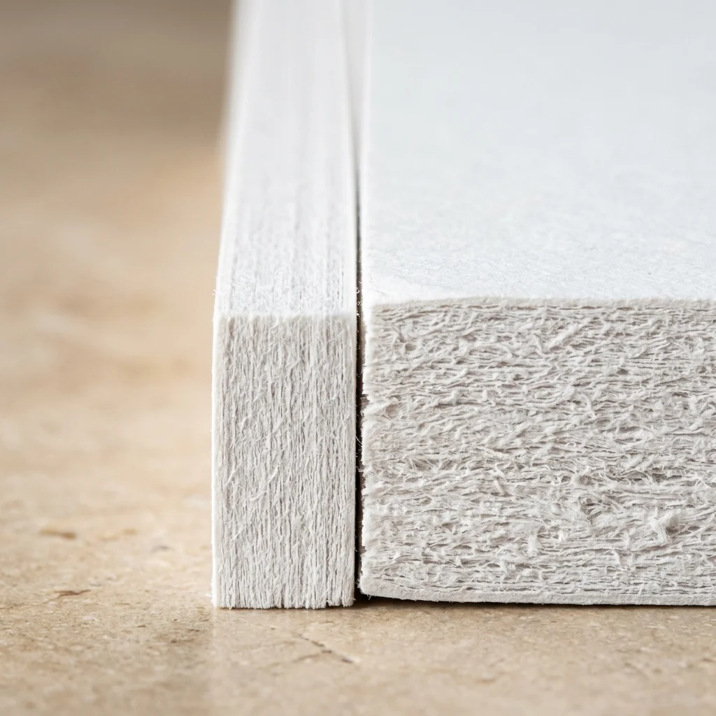 Close-up of paperboard thicknesses showing the differences between 16 pt and 24 pt SBS board
