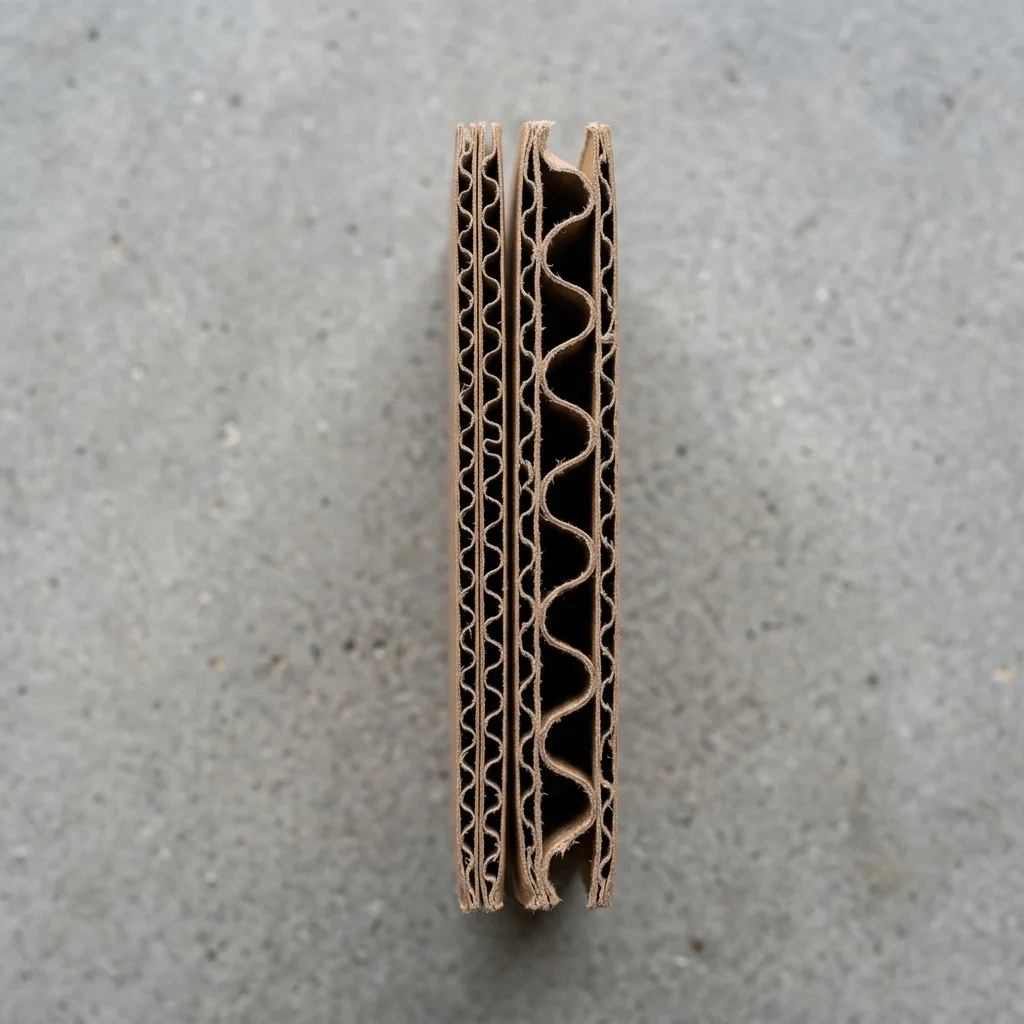 E-flute and B-flute board thickness comparison