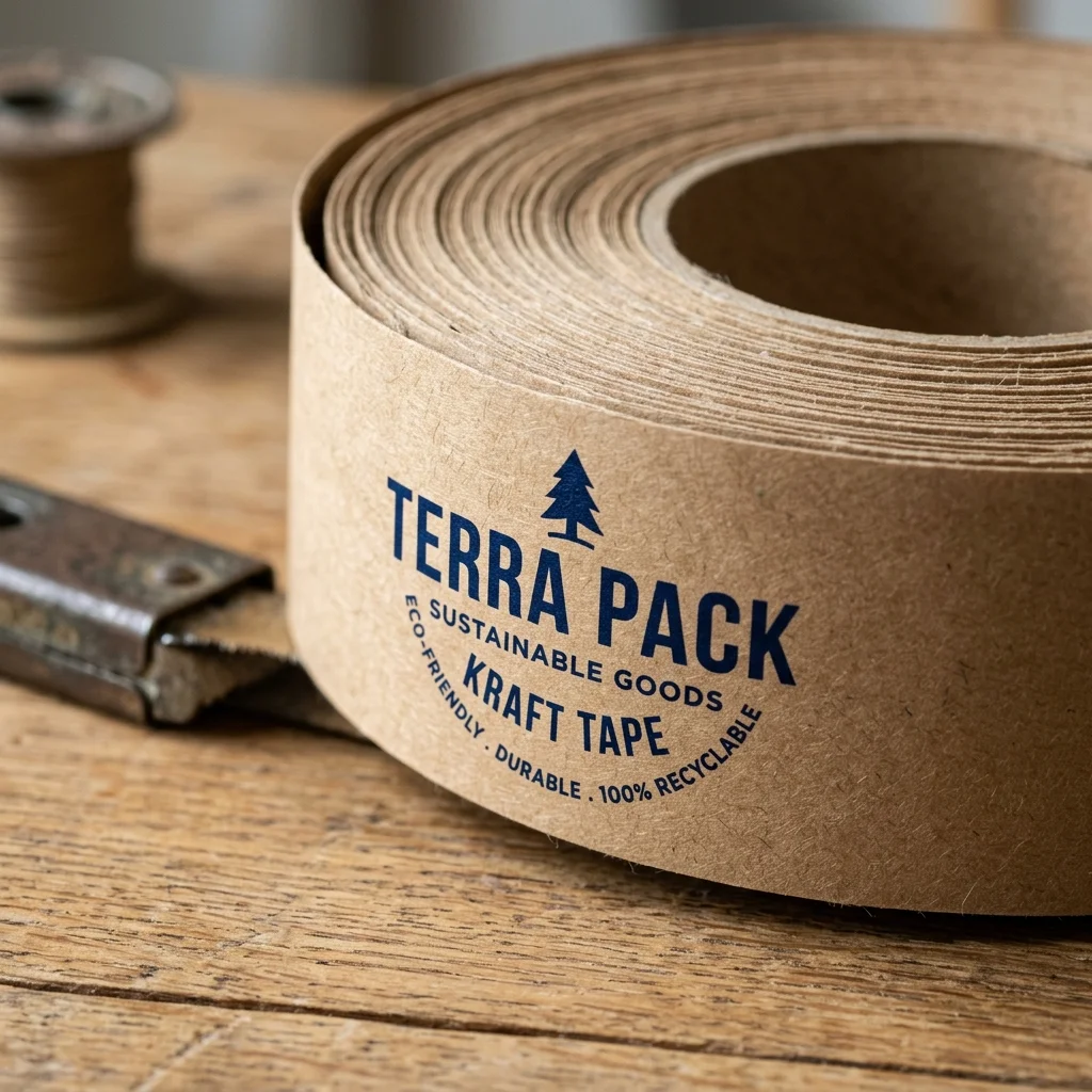 Close-up of a high-contrast printed logo on custom custom packing tape