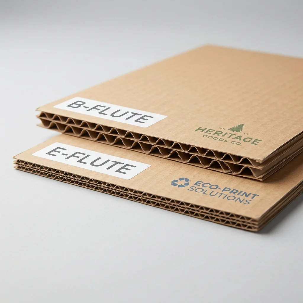 Comparison of B-flute and E-flute corrugated board profiles used in custom pizza boxes