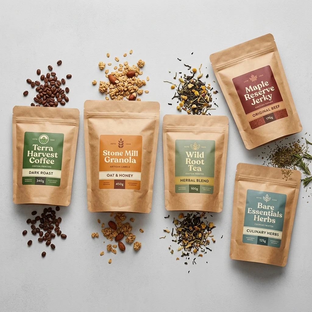 Kraft mylar bags sealed with heat sealing method — natural eco-friendly look with mylar barrier protection