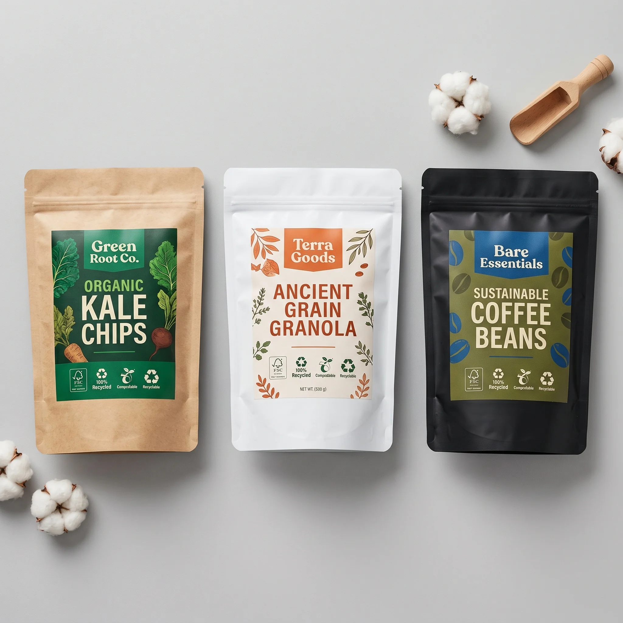 Eco-friendly Kraft Stand-Up Pouches packaging