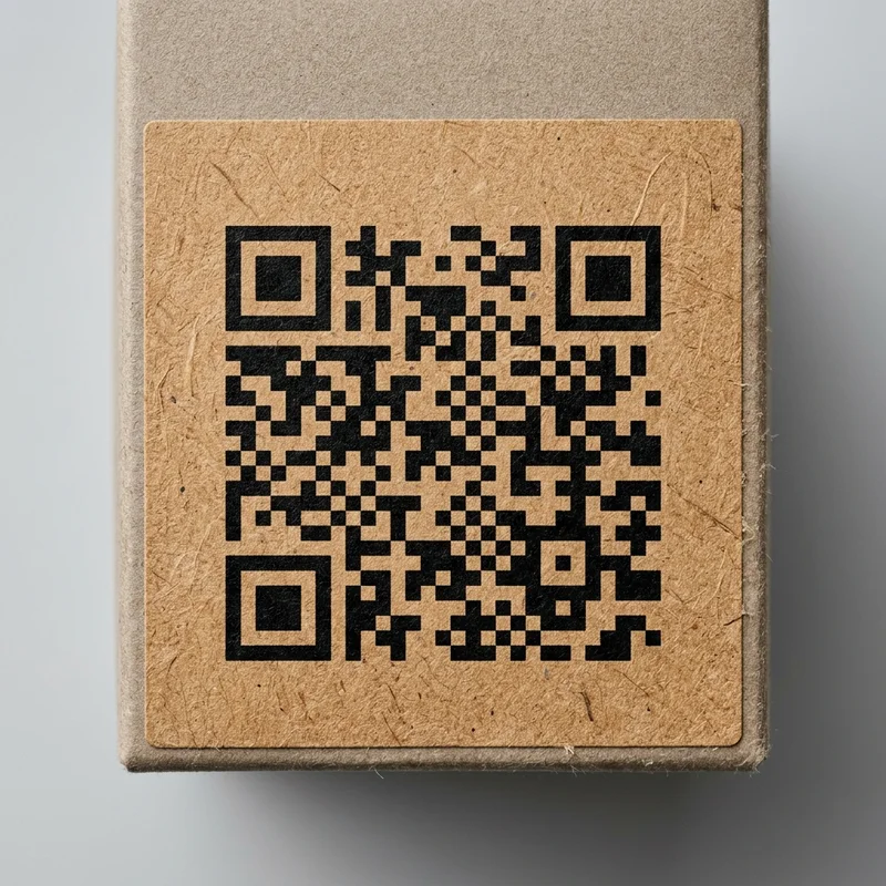 Natural kraft paper QR code label showing eco-friendly textured finish